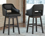 Signature Design Black/Dark Brown Tall UPH Swivel Barstool(2/CN)