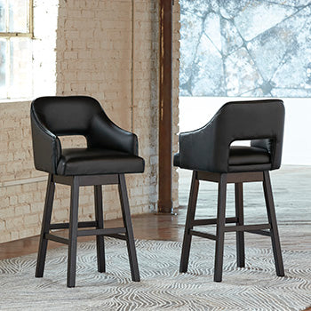 Signature Design Black/Dark Brown Tall UPH Swivel Barstool(2/CN)
