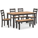 Signature Design Natural/Brown Dining Room Table Set (6/CN)