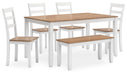 Signature Design Natural/White Dining Room Table Set (6/CN)