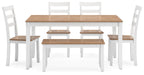 Signature Design Natural/White Dining Room Table Set (6/CN)