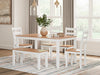 Signature Design Natural/White Dining Room Table Set (6/CN)