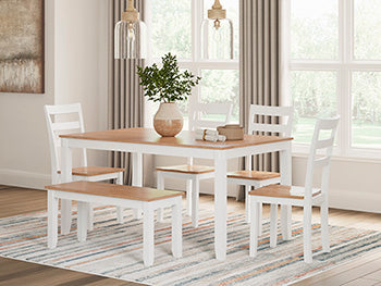 Signature Design Natural/White Dining Room Table Set (6/CN)