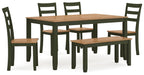 Signature Design Natural/Green Dining Room Table Set (6/CN)