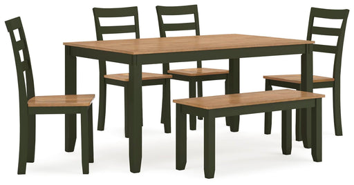 Signature Design Natural/Green Dining Room Table Set (6/CN)