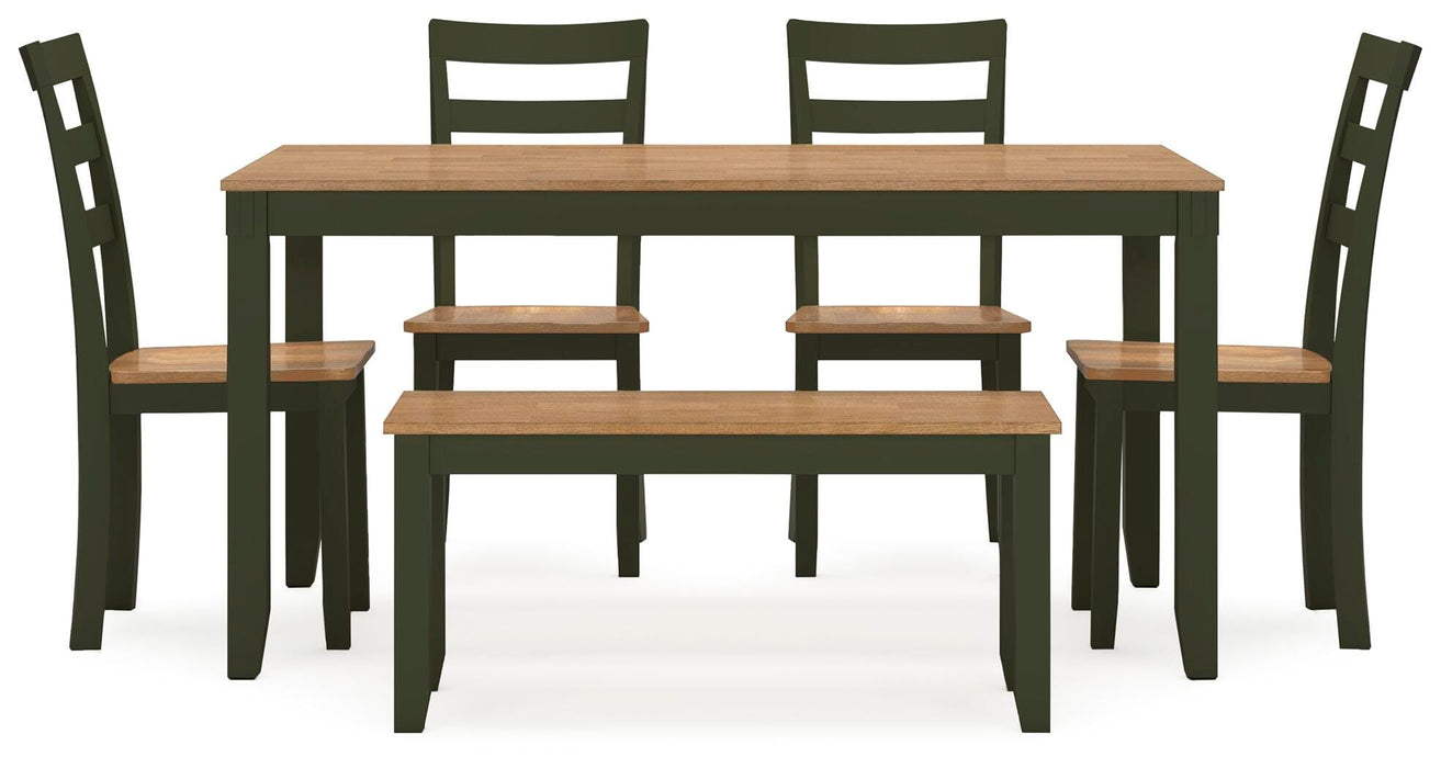 Signature Design Natural/Green Dining Room Table Set (6/CN)