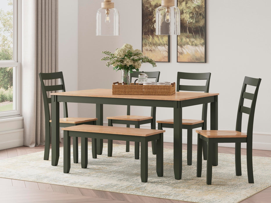 Signature Design Natural/Green Dining Room Table Set (6/CN)
