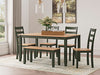 Signature Design Natural/Green Dining Room Table Set (6/CN)
