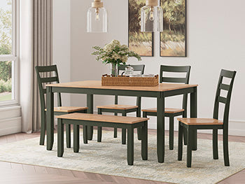 Signature Design Natural/Green Dining Room Table Set (6/CN)