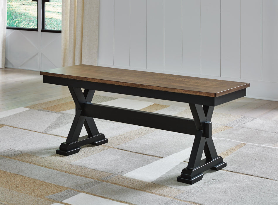 Signature Design Brown/Black Large Dining Room Bench