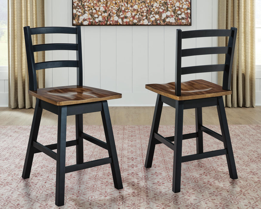 Signature Design Brown/Black Swivel Stool (2/CN)