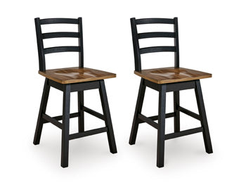 Signature Design Brown/Black Swivel Stool (2/CN)