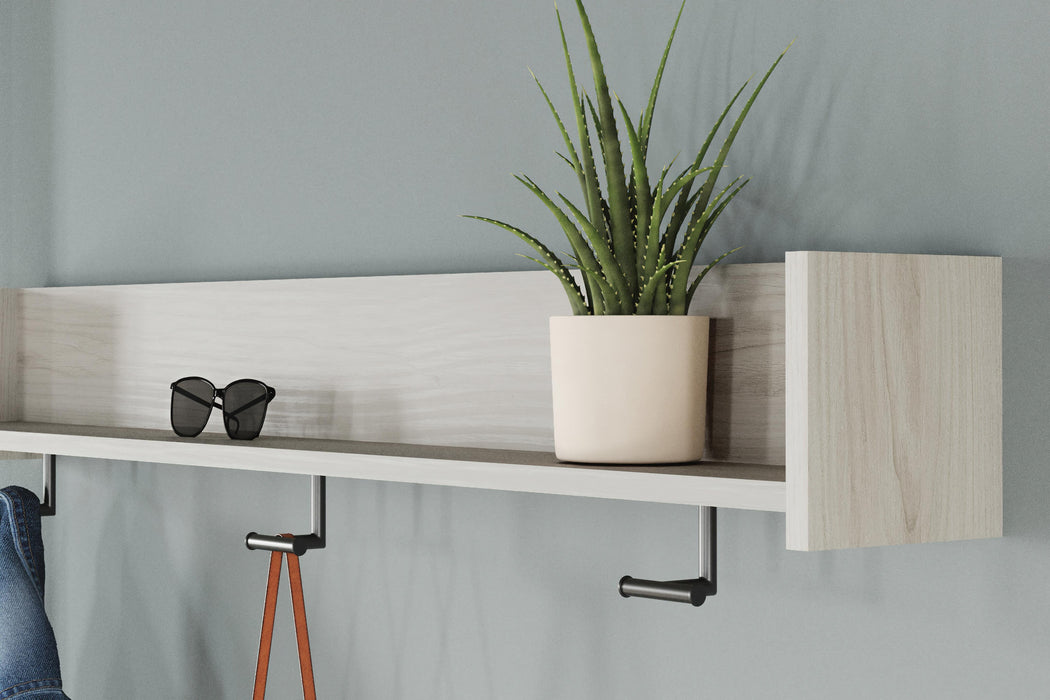 Signature Design Light Natural Wall Mounted Coat Rack w/Shelf