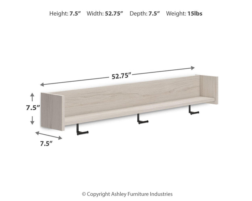 Signature Design Light Natural Wall Mounted Coat Rack w/Shelf