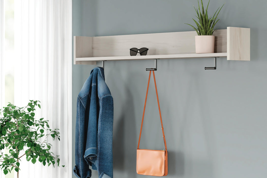 Signature Design Light Natural Wall Mounted Coat Rack w/Shelf