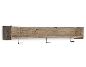Signature Design Natural Wall Mounted Coat Rack w/Shelf