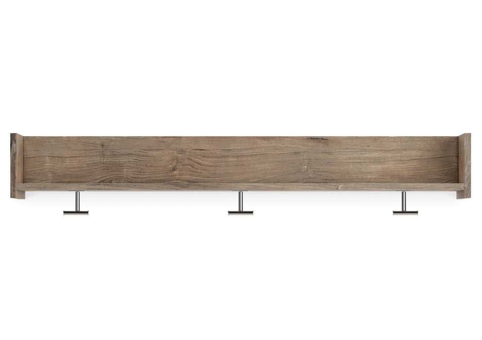 Signature Design Natural Wall Mounted Coat Rack w/Shelf