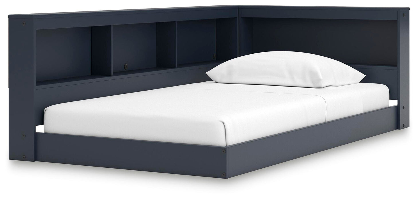 Signature Design Navy Blue Twin Bookcase Storage Bed