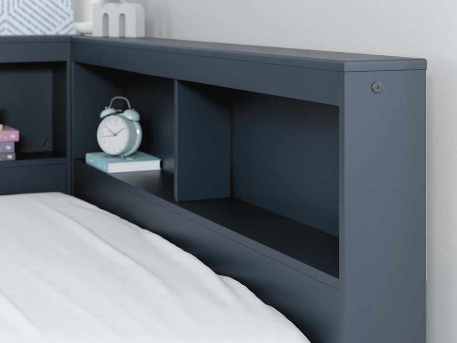 Signature Design Navy Blue Full Bookcase Storage Bed