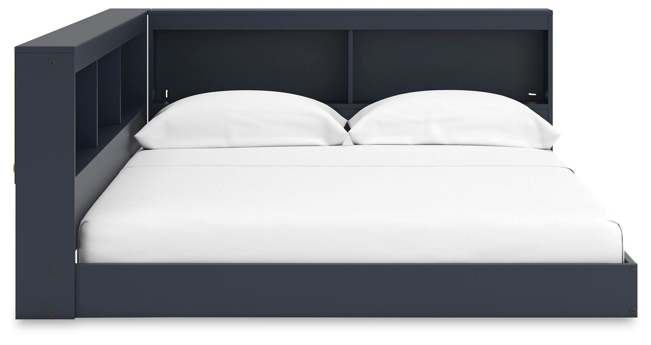 Signature Design Navy Blue Full Bookcase Storage Bed