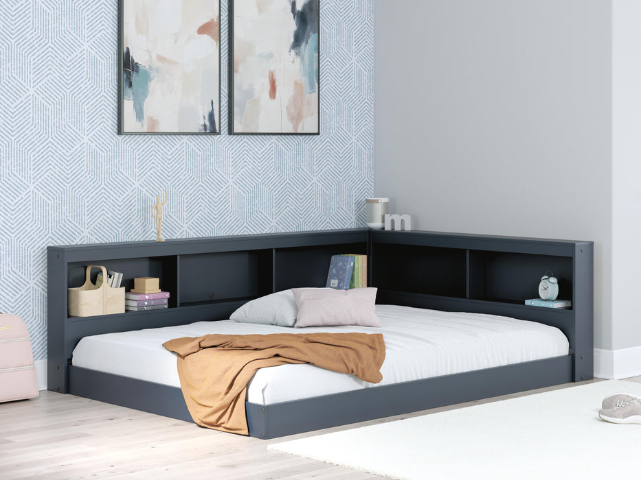 Signature Design Navy Blue Full Bookcase Storage Bed