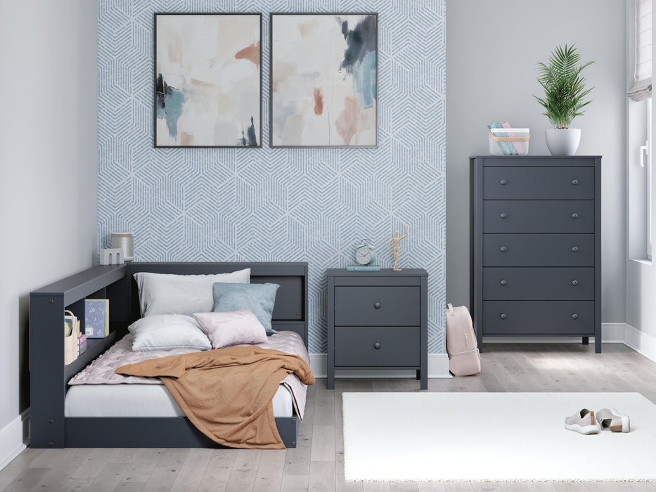 Signature Design Navy Blue Twin Bookcase Storage Bed