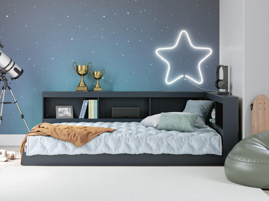 Signature Design Navy Blue Full Bookcase Storage Bed