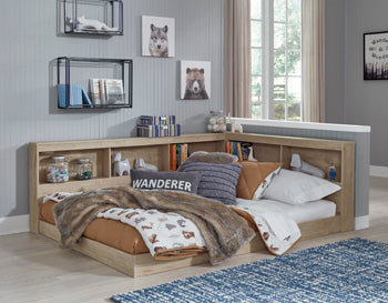 Signature Design Natural Full Bookcase Storage Bed