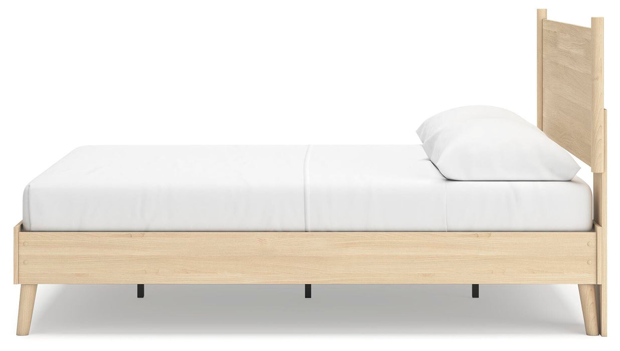 Signature Design Tan Queen Platform Panel Bed