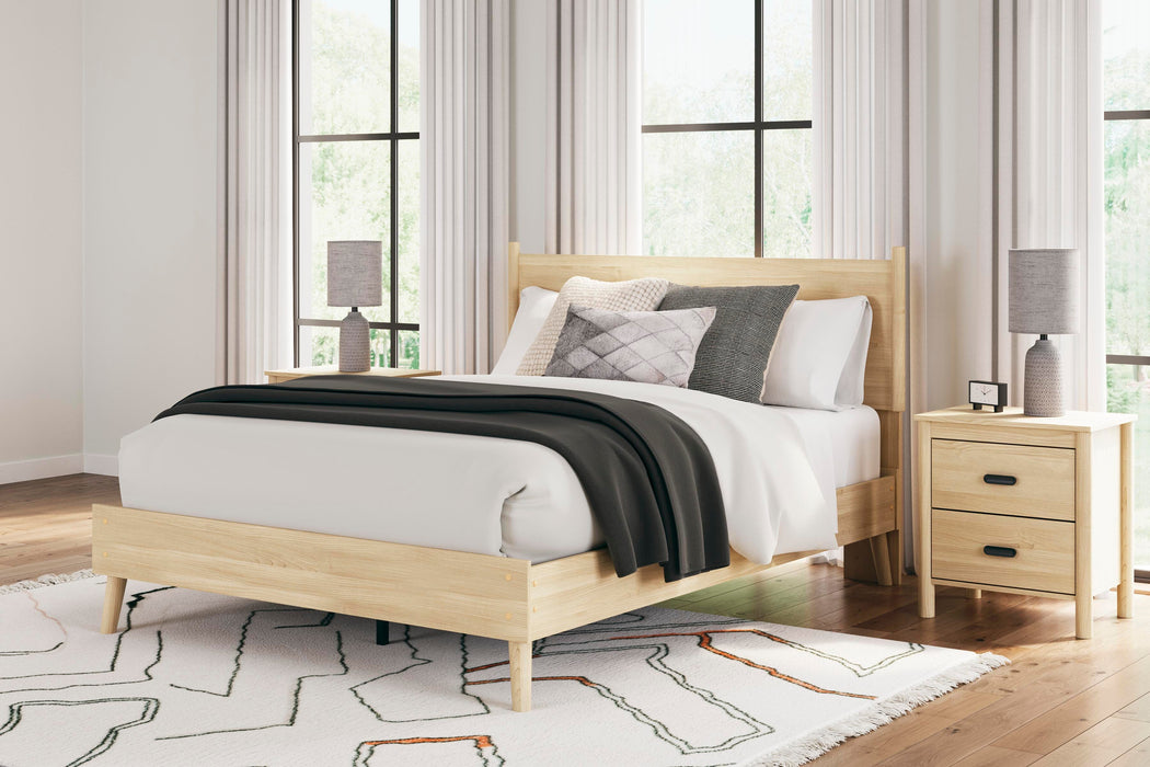 Signature Design Tan Queen Platform Panel Bed