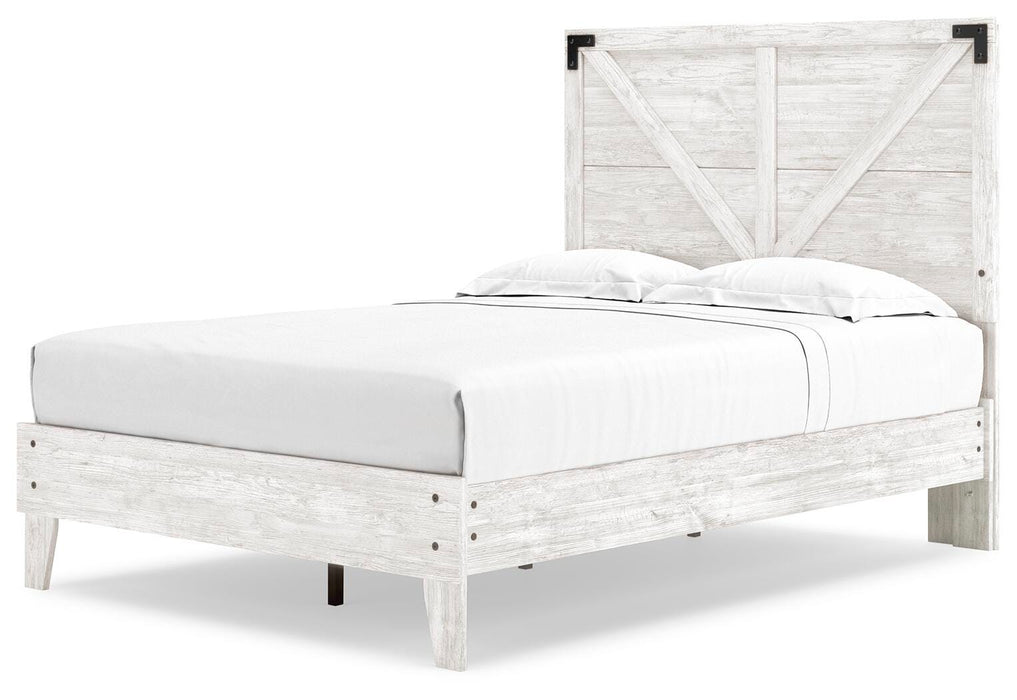 Signature Design White/Dark Charcoal Gray Full Crossbuck Panel Platform Bed