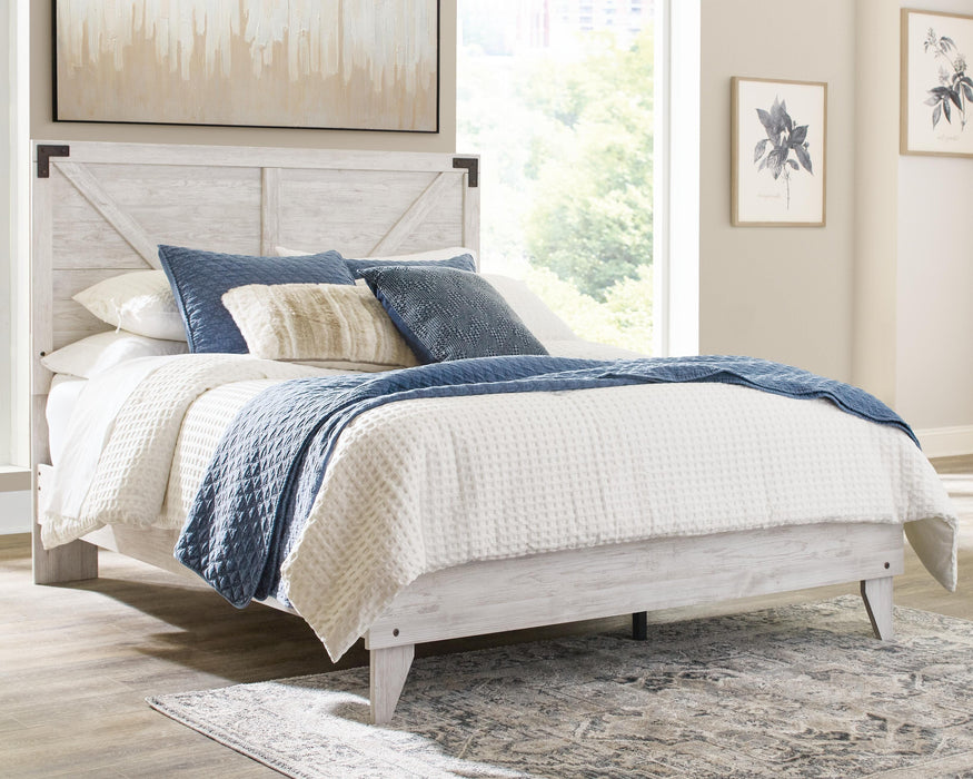Signature Design White/Dark Charcoal Gray Queen Crossbuck Panel Platform Bed