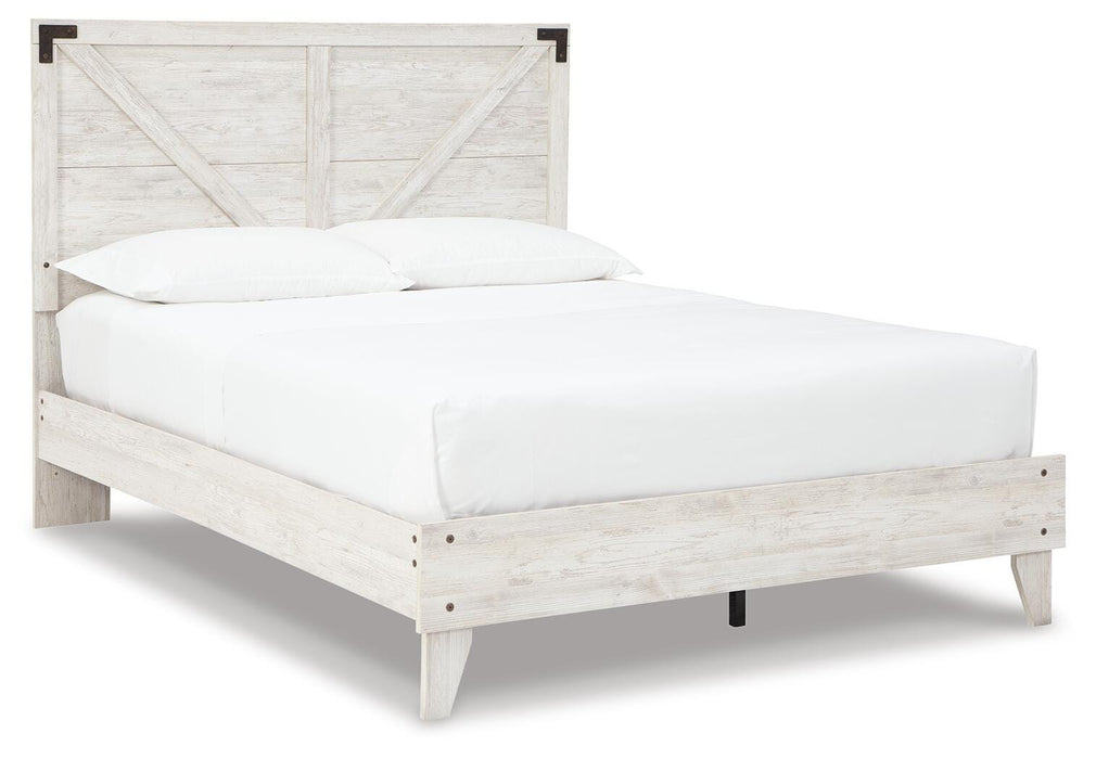 Signature Design White/Dark Charcoal Gray Queen Crossbuck Panel Platform Bed