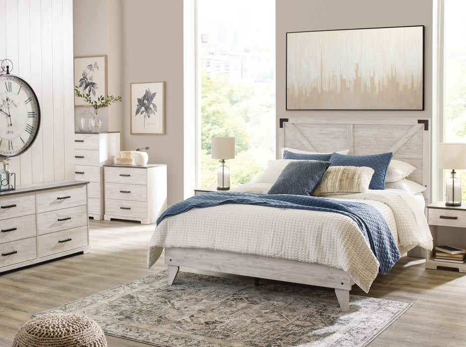 Signature Design White/Dark Charcoal Gray Queen Crossbuck Panel Platform Bed