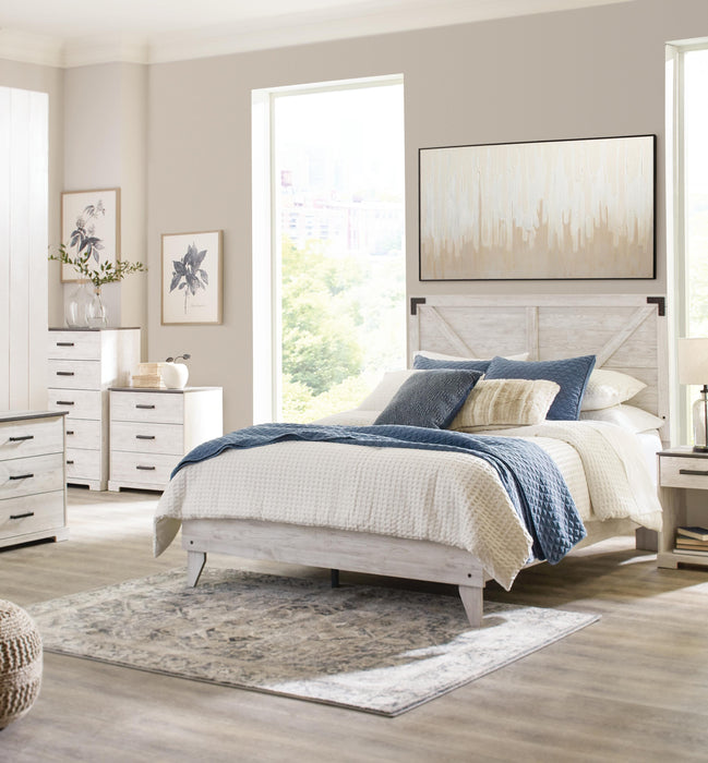Signature Design White/Dark Charcoal Gray Queen Crossbuck Panel Platform Bed