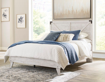 Signature Design White/Dark Charcoal Gray Queen Crossbuck Panel Platform Bed