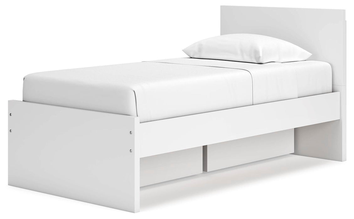 Signature Design White Twin Panel Platform Bed with 1 Side Storage