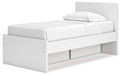 Signature Design White Twin Panel Platform Bed with 1 Side Storage