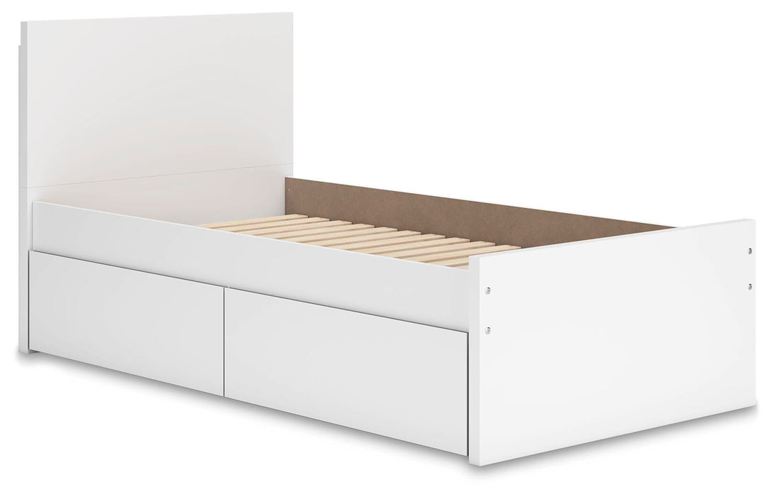 Signature Design White Twin Panel Platform Bed with 1 Side Storage