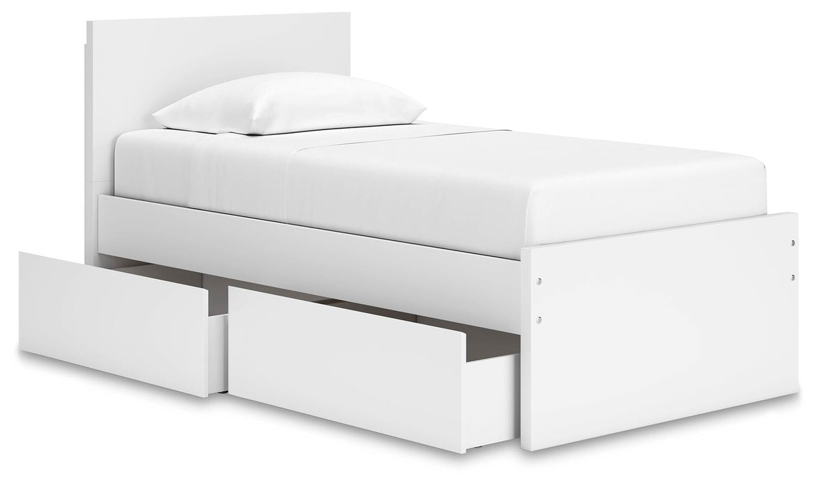 Signature Design White Twin Panel Platform Bed with 1 Side Storage