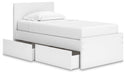 Signature Design White Twin Panel Platform Bed with 1 Side Storage