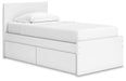 Signature Design White Twin Panel Platform Bed with 1 Side Storage