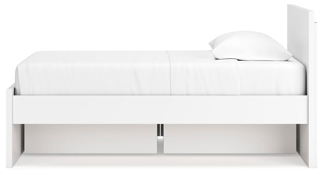 Signature Design White Twin Panel Platform Bed with 1 Side Storage