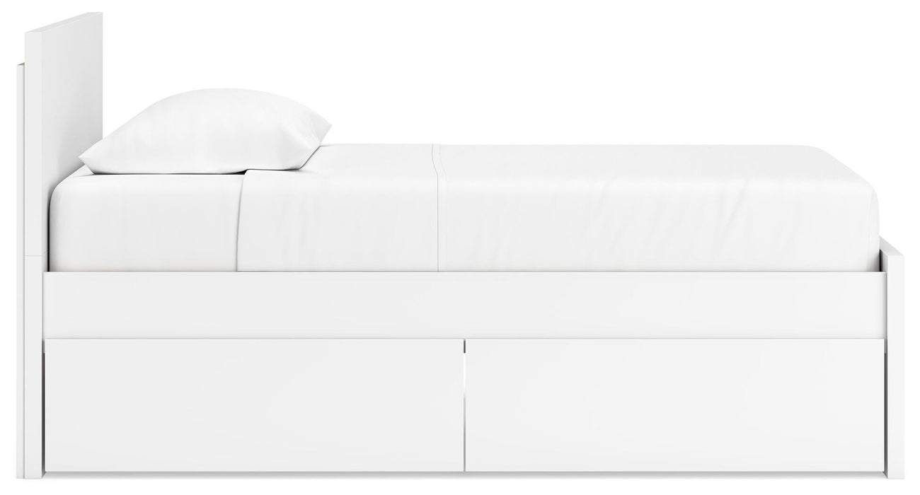 Signature Design White Twin Panel Platform Bed with 1 Side Storage
