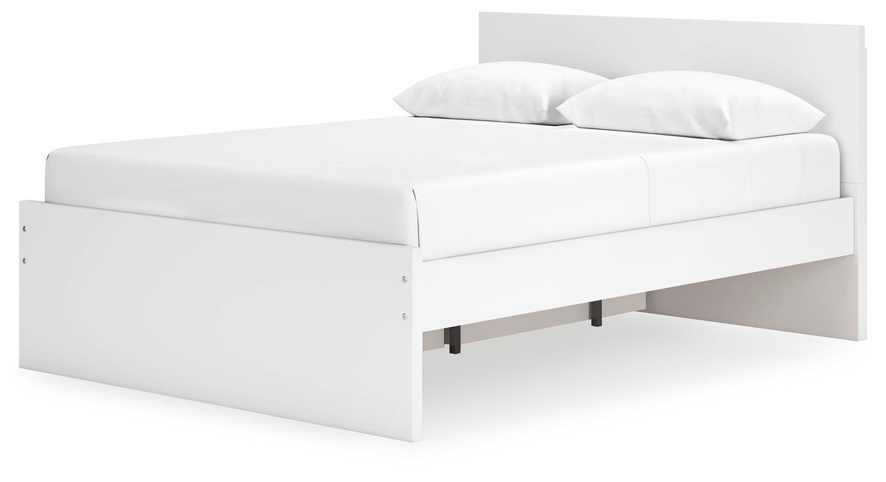 Signature Design White Queen Panel Platform Bed with 1 Side Storage