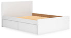 Signature Design White Queen Panel Platform Bed with 1 Side Storage