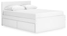 Signature Design White Queen Panel Platform Bed with 1 Side Storage