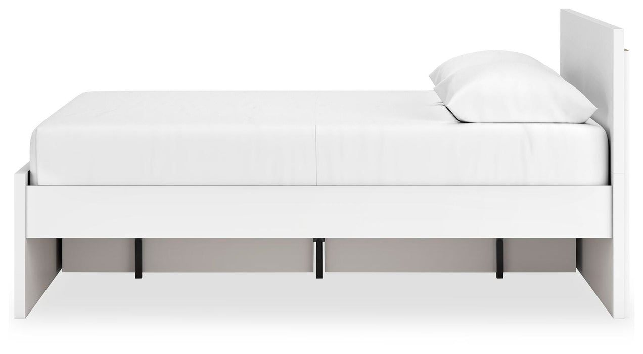 Signature Design White Queen Panel Platform Bed with 1 Side Storage