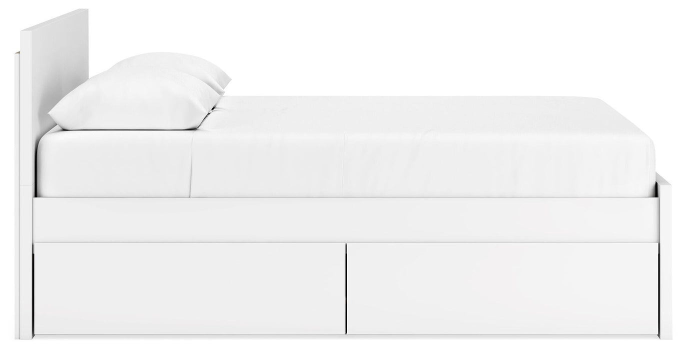 Signature Design White Queen Panel Platform Bed with 1 Side Storage