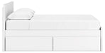 Signature Design White Queen Panel Platform Bed with 1 Side Storage